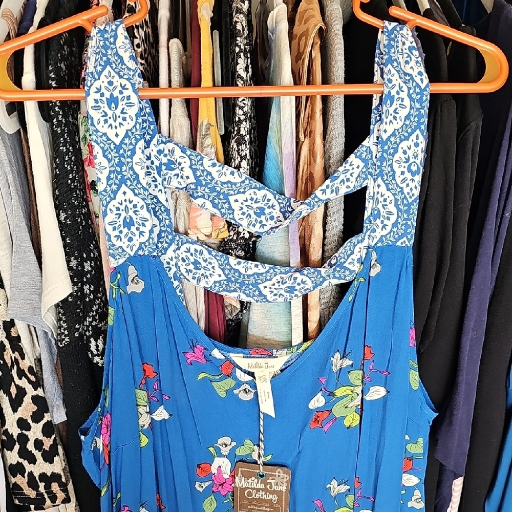 Matilda Jane Blue Floral Ladder Back Dress